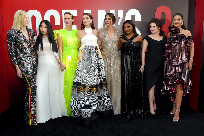 Cate Blanchett, Awkwafina, Sarah Paulson, Anne Hathaway, Sandra Bullock, Mindy Kaling, Helena Bonham Carter and Rihanna attend the Ocean’s 8 world premiere in New York City on June 5, 2018.